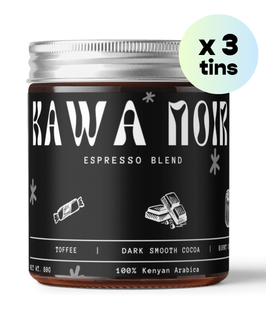 Trio Noir Bundle: 3 x 80g Kawa Noir Sampler Coffee Tin